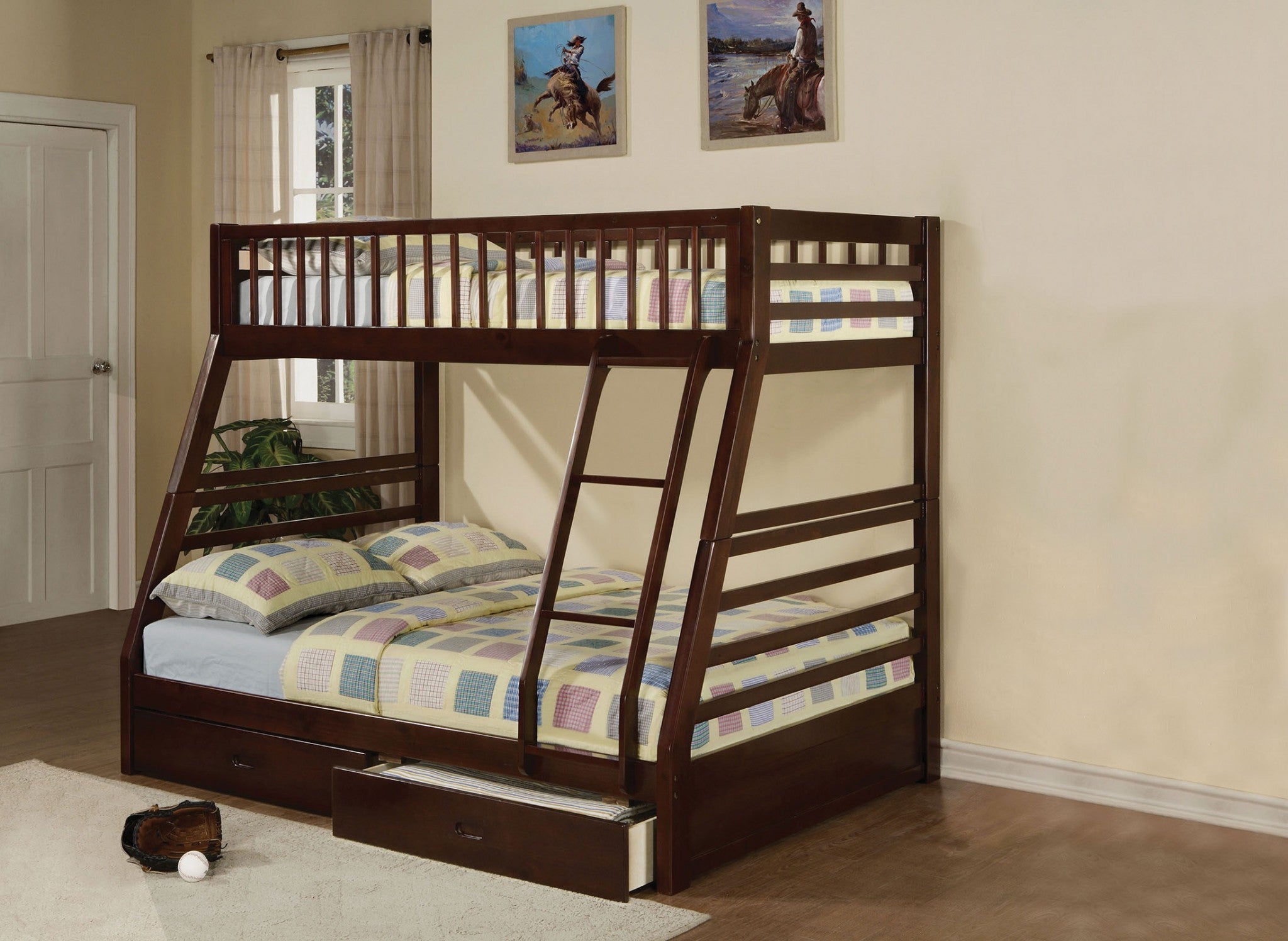 79inches X 56inches X 65inches Honey Oak Pine Wood Bunk Bed